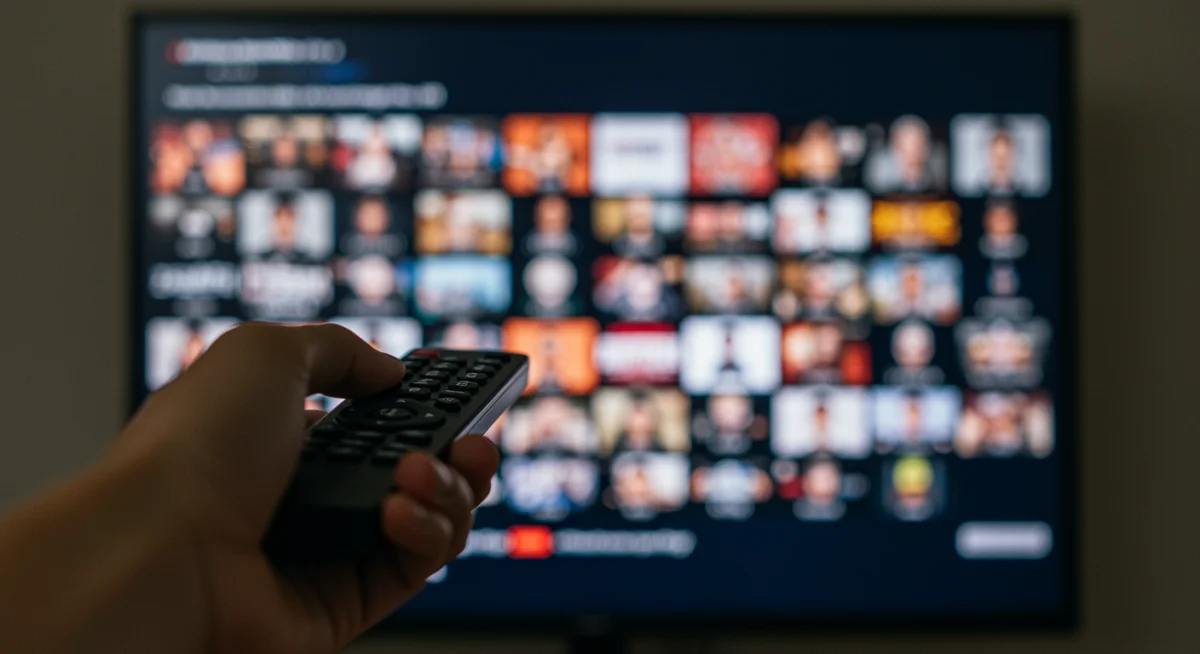 Doramas en EE. UU.: Plataformas con el catálogo más completo 2026 2 Selección de Doramas en pantalla de TV con control remoto.