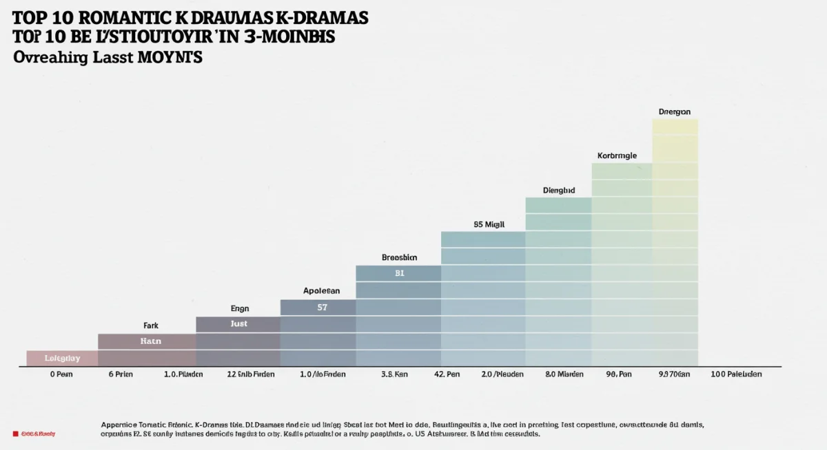 Gráfico de barras mostrando el top 10 de doramas románticos y su popularidad en plataformas de streaming.