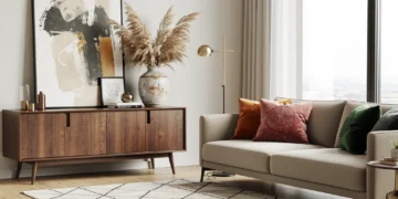 Living room blending vintage and modern decor 2026