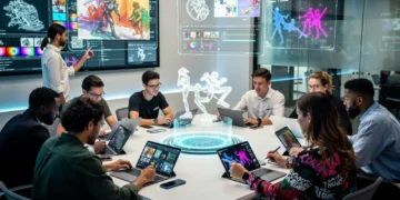Creative professionals learning digital art with advanced technology in 2026