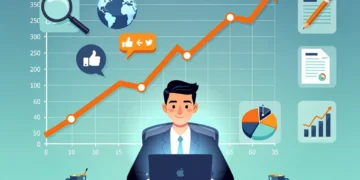 Person boosting income through digital marketing skills course