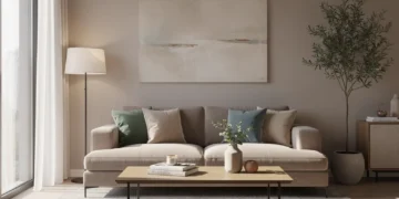 Modern living room with harmonious color palette and natural light