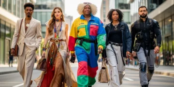 Diverse individuals expressing unique personal styles in a vibrant 2026 cityscape.