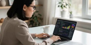 Professional woman studying data science courses online in 2026